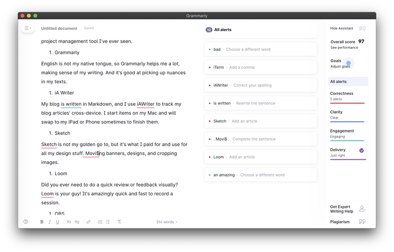 Grammarly Mac 版