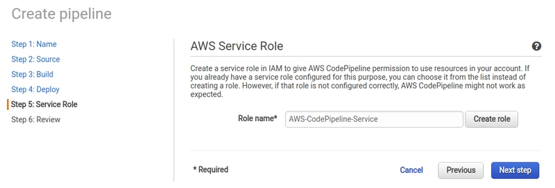 CodePipeline 服务角色