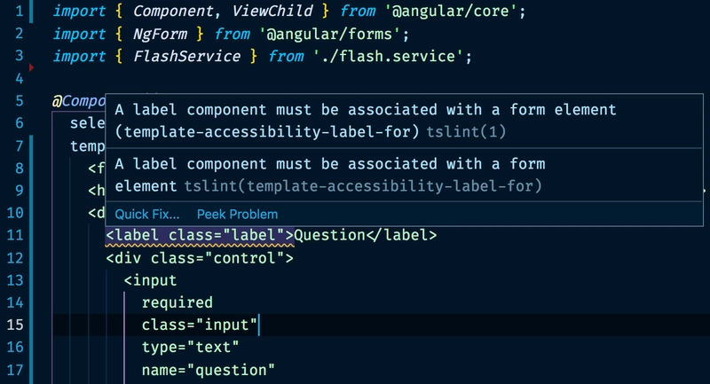 Codelyzer 突出显示 Angular 应用程序中的可访问性问题