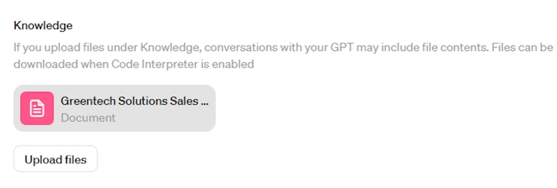 上传自定义 GPT 所需的知识文件