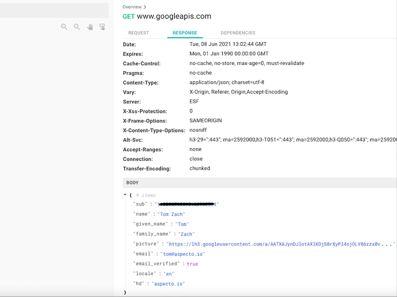 向 Google 发出另一个 GET 请求，放大查看响应
