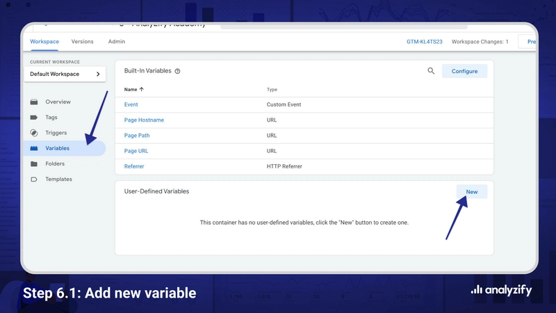 Shopify Google Tag Manager - 添加新变量