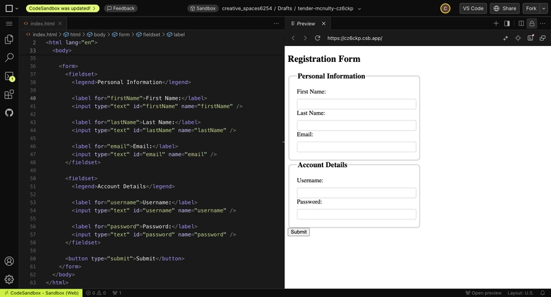 HTML 字段集和图例标签示例