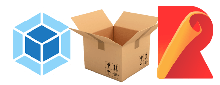 Webpack、Parcel、Rollup 徽标