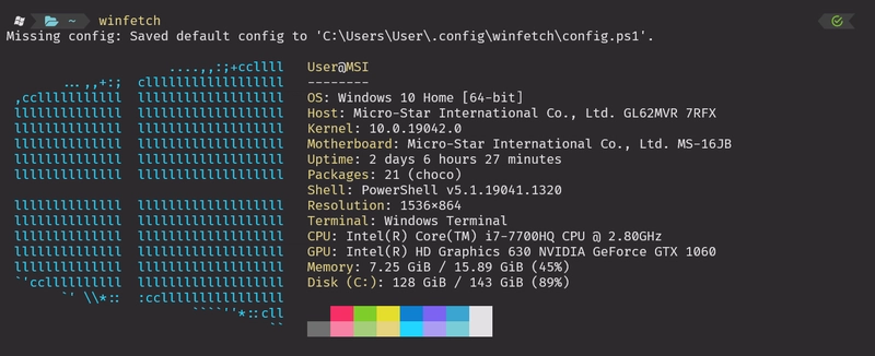 winfetch 默认配置