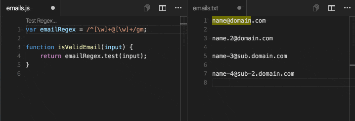 Regex Previewer 运行中的 gif