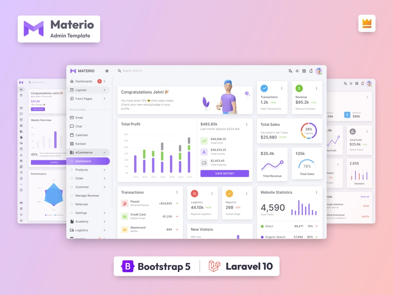 Materio Bootstrap 5 Laravel 管理模板
