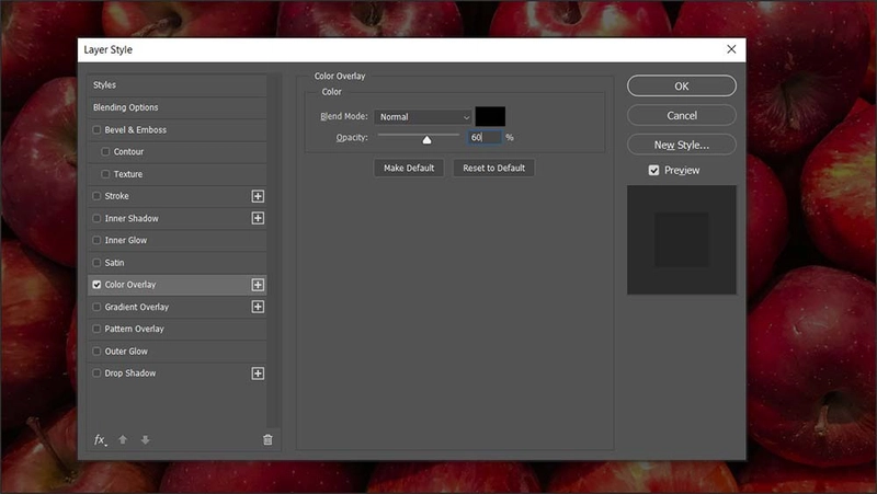 在 Photoshop 中设置黑色叠加
