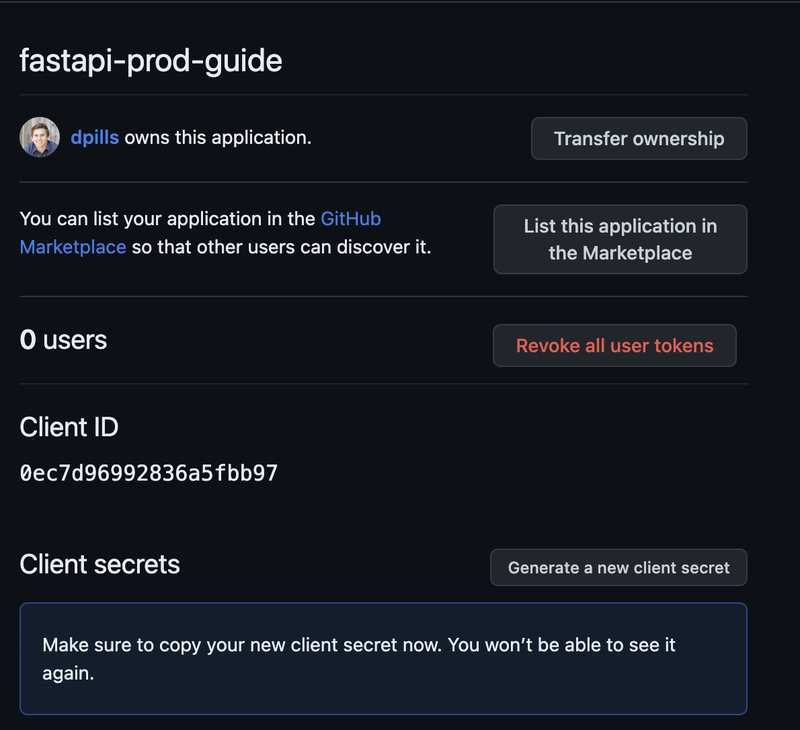 GitHub Oauth 密钥