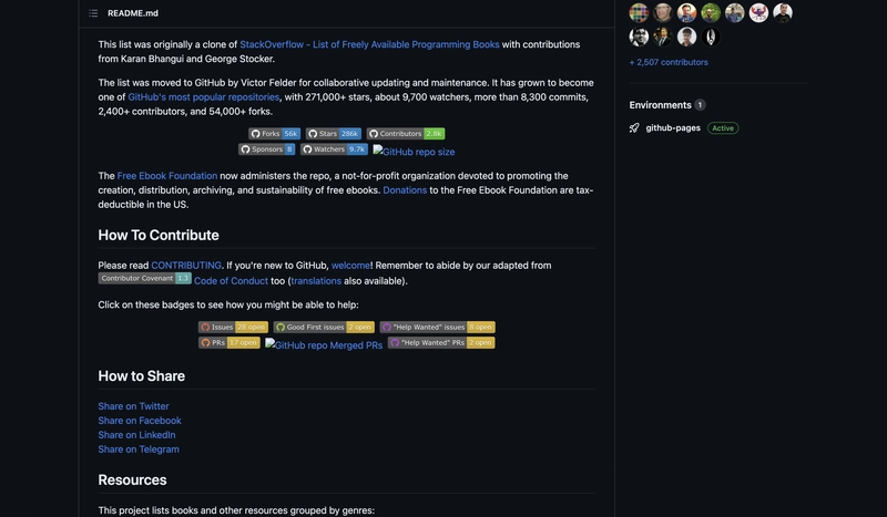 免费编程书籍的 Github 仓库