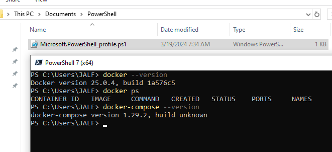 PowerShell 中的 Docker 命令