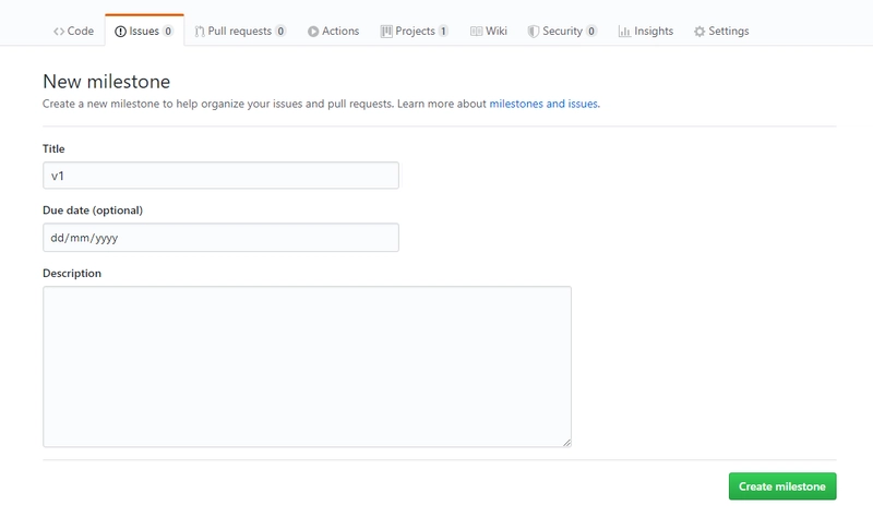 在 GitHub 上创建新的里程碑