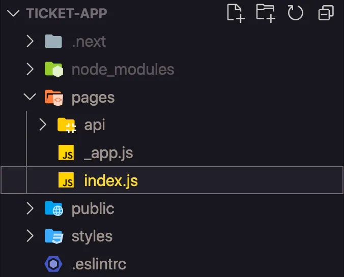 这是 VS Code 文件树的截图。图中显示了一个 pages 文件夹,其中包含 index.js 高亮显示部分。
