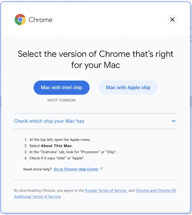 选择 Chrome 版本