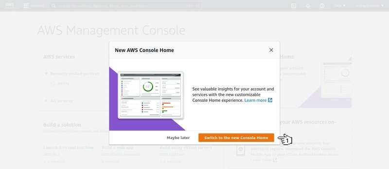 Amazon Cognito - 全新 AWS 控制台主页