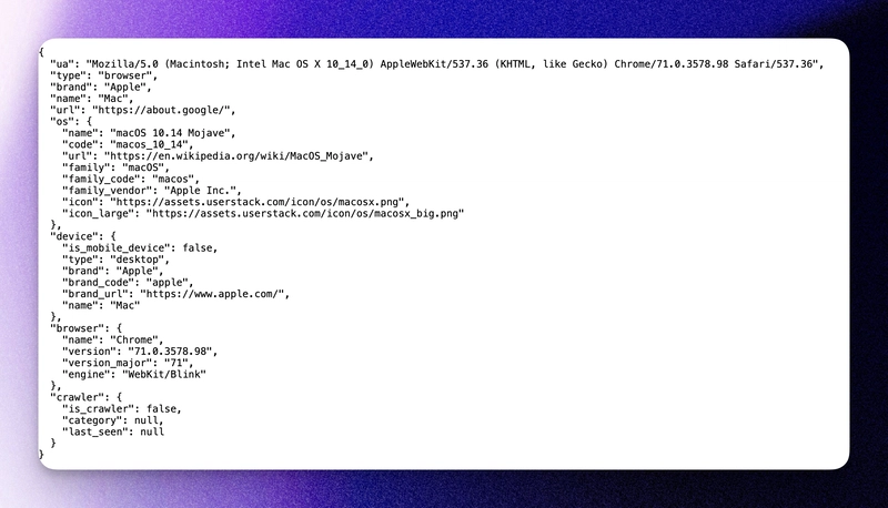 Userstack API 输出