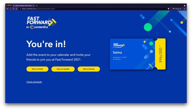 我的 Fast Forward 门票确认截图,标题为