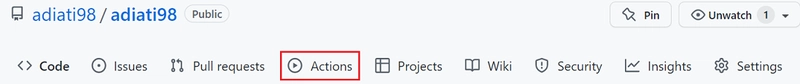 GitHub 上的“操作”选项卡
