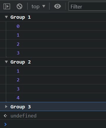 使用 console.group 对 console.logs 进行分组