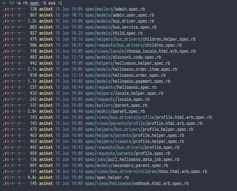 带有 -X 标志的 exa