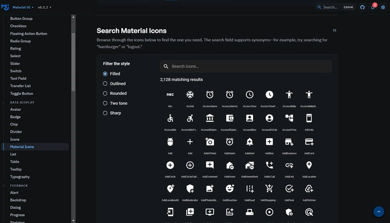 Material UI 图标