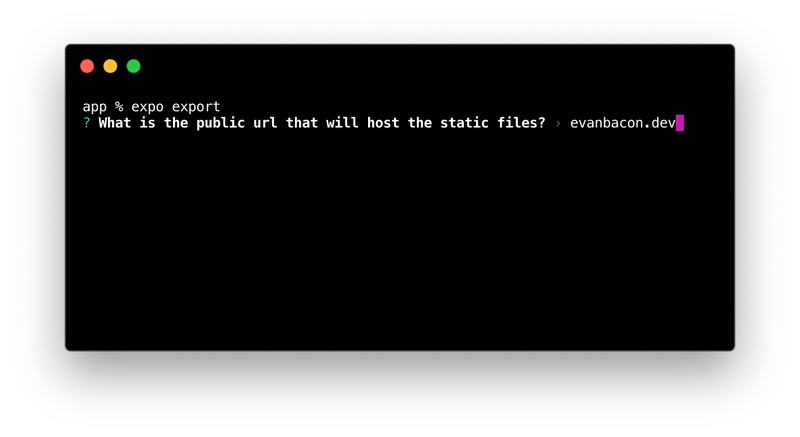 Expo CLI 提示输入公共 URL 的屏幕截图