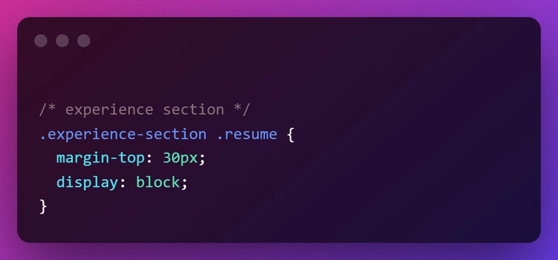 体验部分 CSS 代码图片