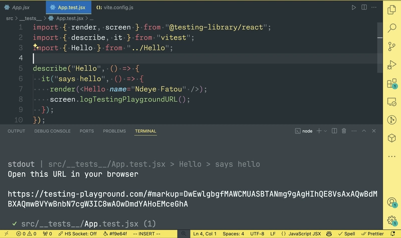 使用 screen.logTestingPlaygroundURL