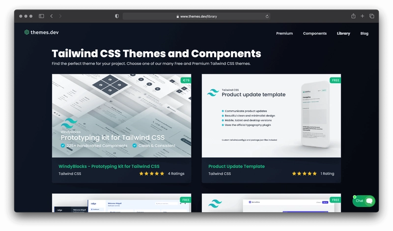 Themes.dev 网站的屏幕截图