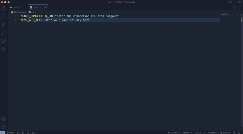 将 novu 的 api 密钥添加到 .env 文件