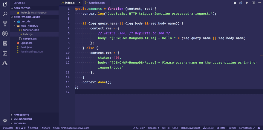 MongoDB Atlas、Microsoft Azure 和无服务器函数的 GIF
