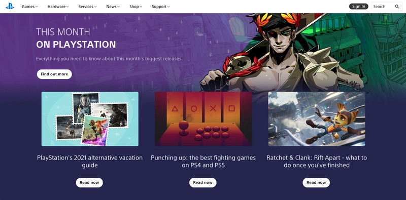 Playstation 网站部分