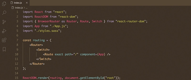 使用 Base16 - Dark Mocha 主题的 React 代码片段