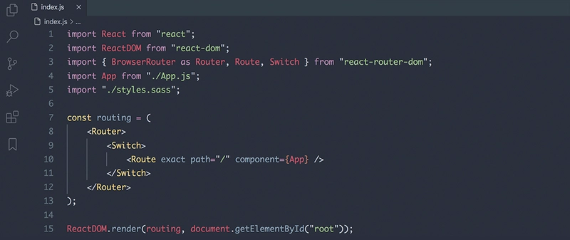 使用 Base16 - Dark Ocean 主题的 React 代码片段
