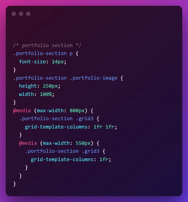 作品集部分的 CSS 代码图片