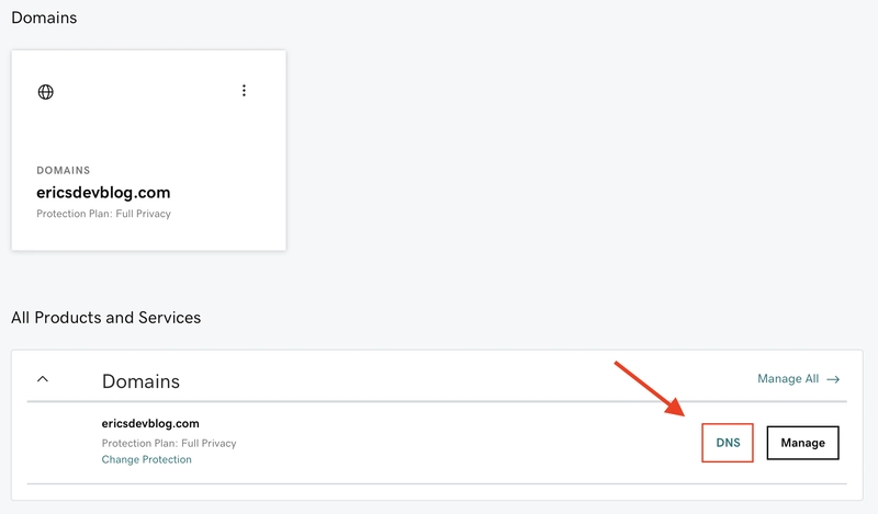 GoDaddy DNS 按钮
