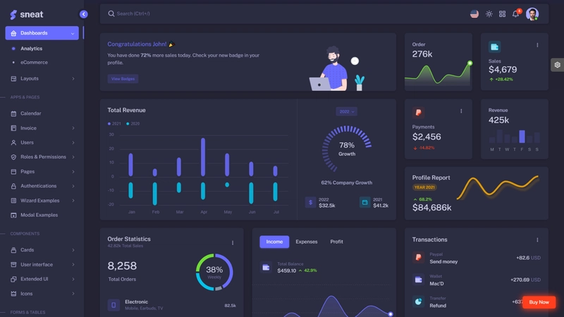 Sneat Bootstrap 5 HTML 管理模板