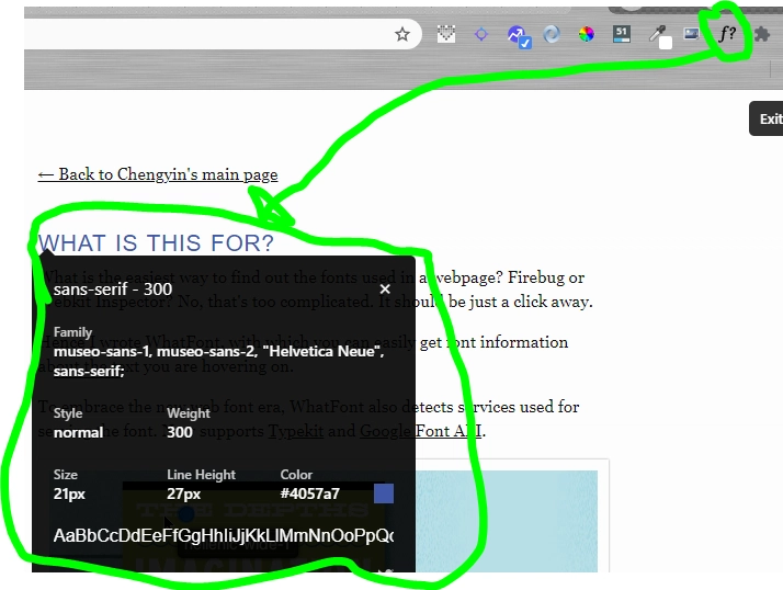 WhatFont Chrome 扩展程序示例