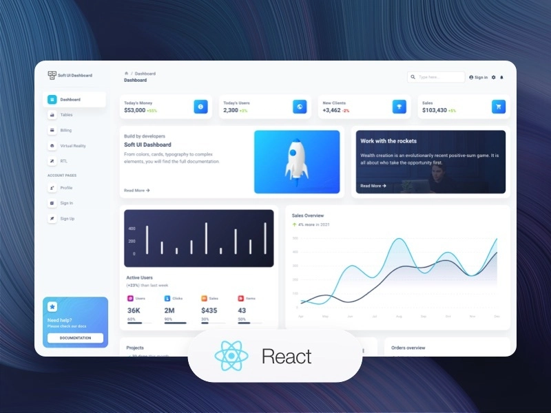 Soft UI Dashboard React - 来自 Creative-Tim 的开源 React 仪表板模板。