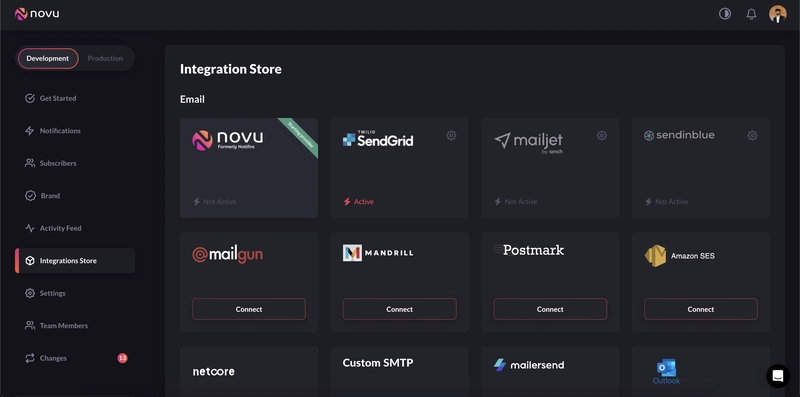 Novu 集成商店
