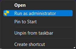 右键单击 Windows 终端图标