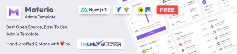 Materio 免费 vuetify nuxtjs 管理模板