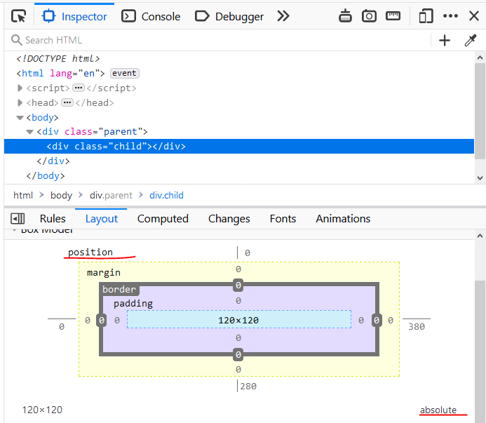 使用 CSS absolute 属性定位的 HTML 元素