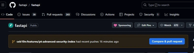 GitHub 警告：创建 PR 时出现问题