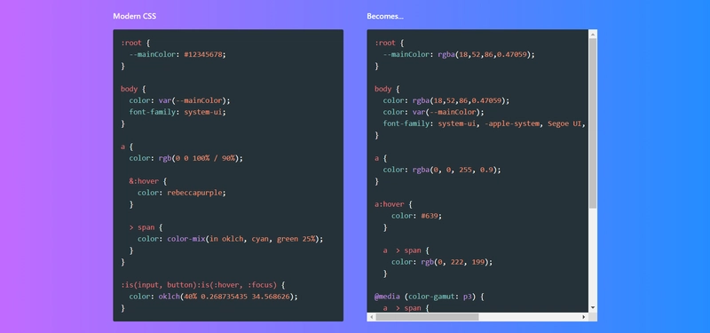 现代 CSS 转换为浏览器代码