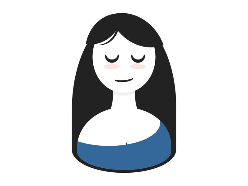 插图：一位闭着眼睛微笑的女性
