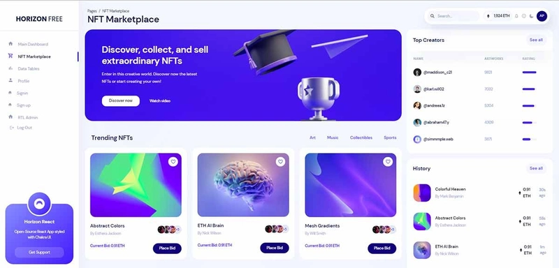 React Horizon UI(全栈) - 登录页面