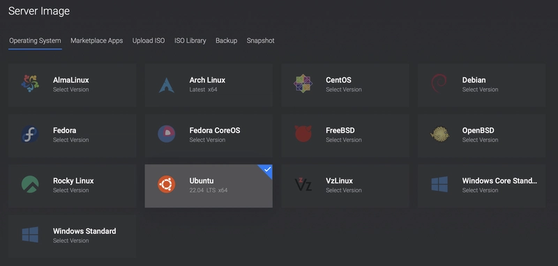 Vultr 选择操作系统