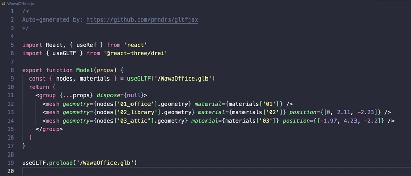 生成的 React 组件的源代码