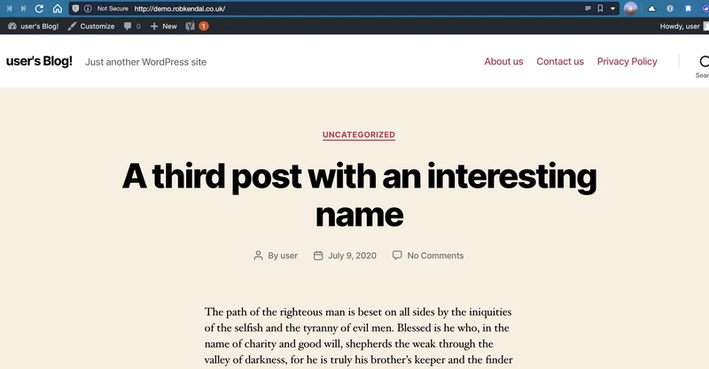 Rob Kendal 的 WordPress 网站演示